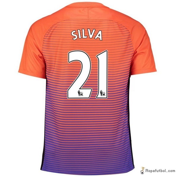 Camiseta Manchester City Replica Tercera Ropa Silva 2016/17 Naranja